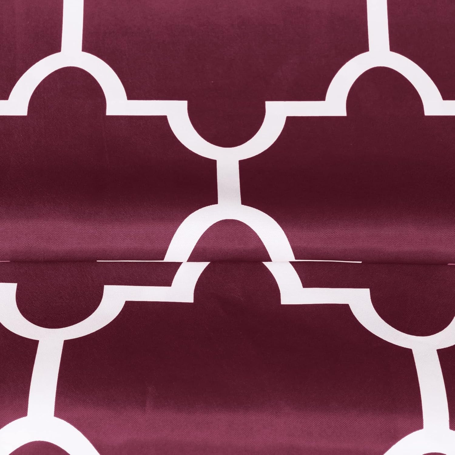 Geometric Shower Curtain for Bathroom - Fabric Textured Moroccan Waterproof Bathroom Curtain with 12 Hooks, 70 X 72 Inch Burgundy