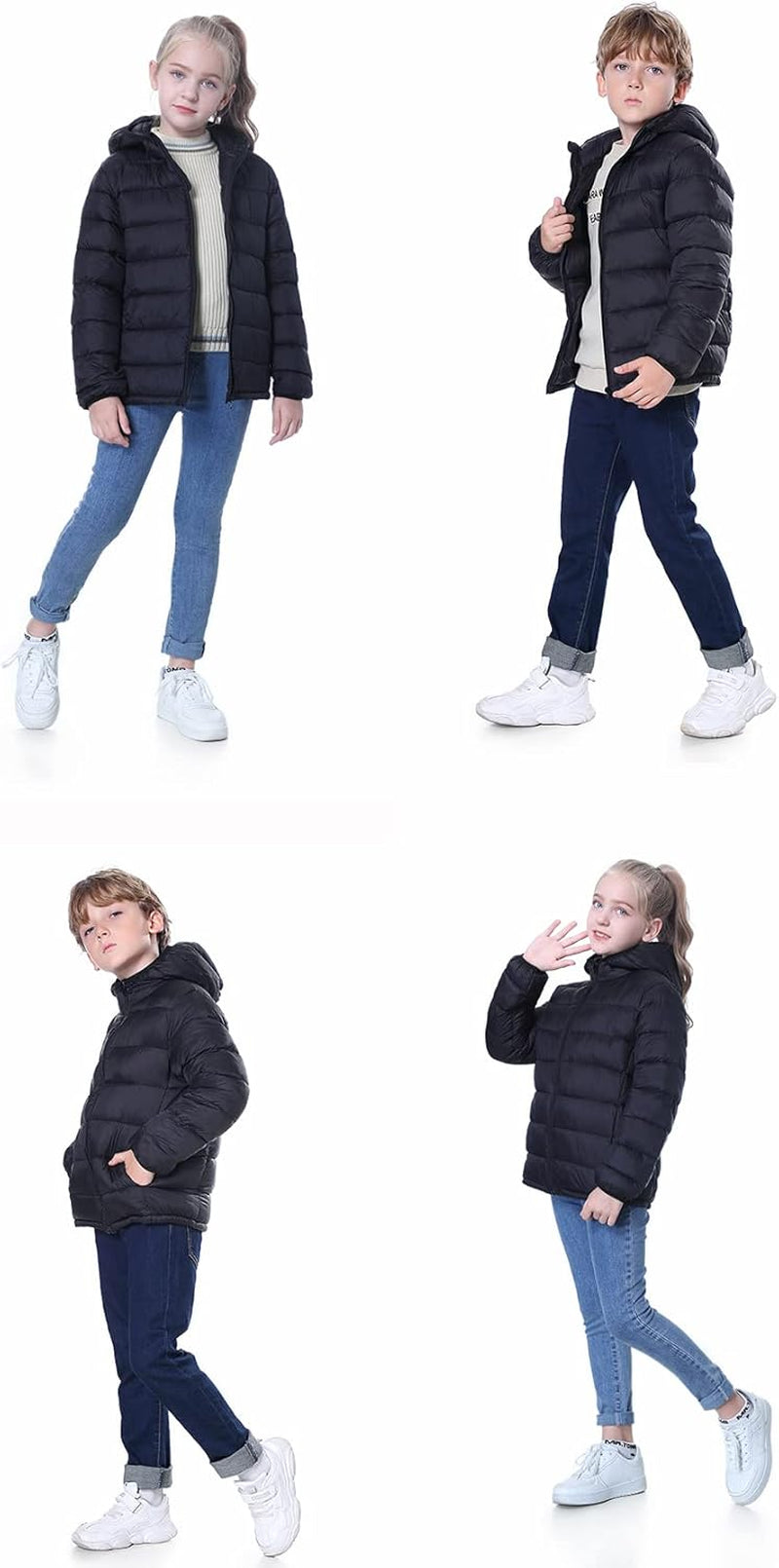 Hooded Puffer Jackets for Boys and Girls – Lightweight and Packable – Autumn and Winter Coat, Warm and Comfy