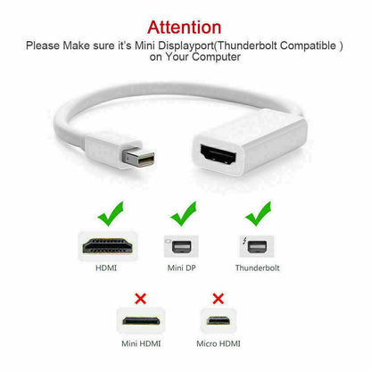 Mini Display Port DP Thunderbolt to HDMI Adapter Cable for Laptop Desktop PC