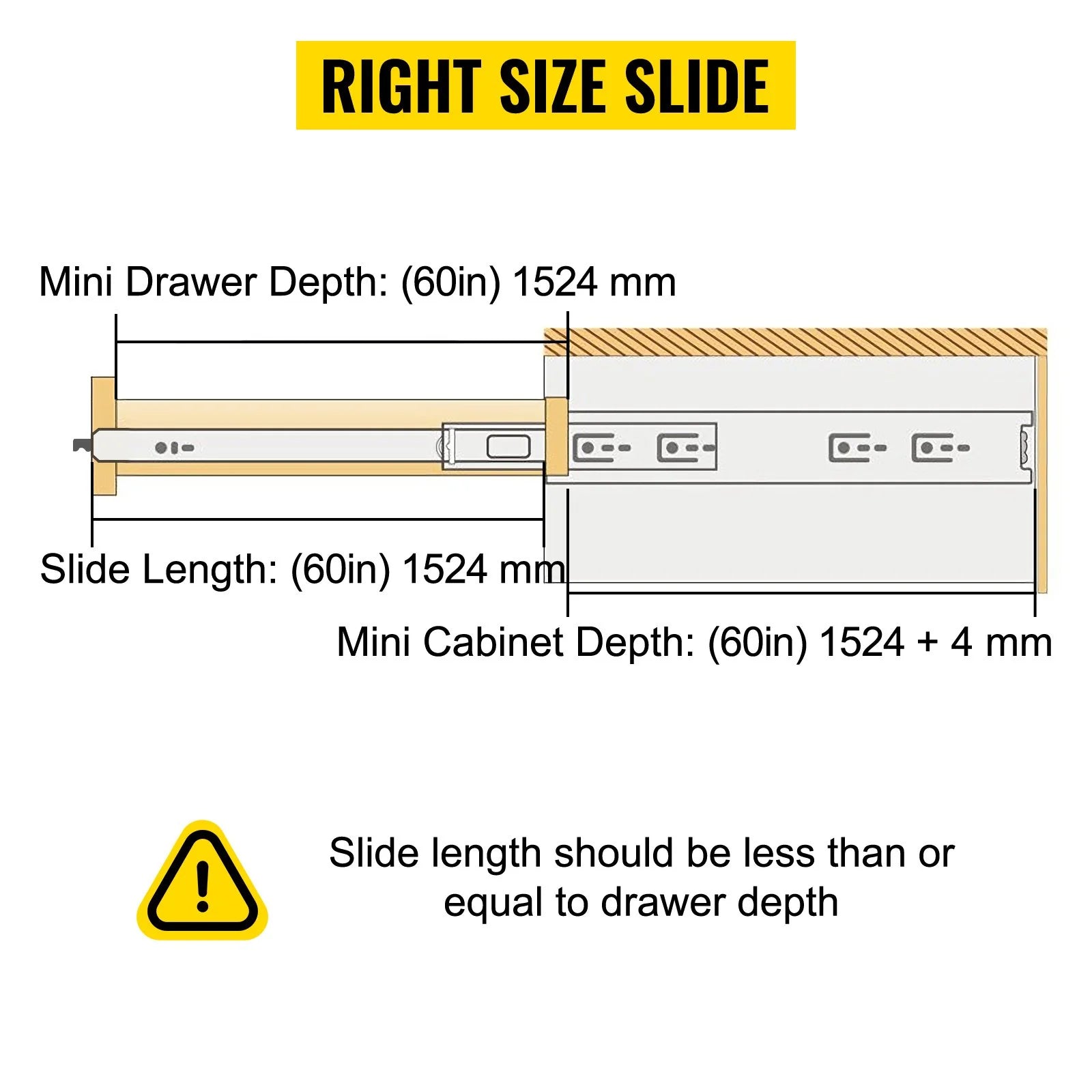 VEVOR Heavy Duty Drawer Slides 60 Length, Locking Drawer Slides 500Lbs Load Capacity Long Full Extension Drawer Slide 1 Pair Side Mount Ball Bearing Drawer Glides Push to Open Drawer Runners Rail