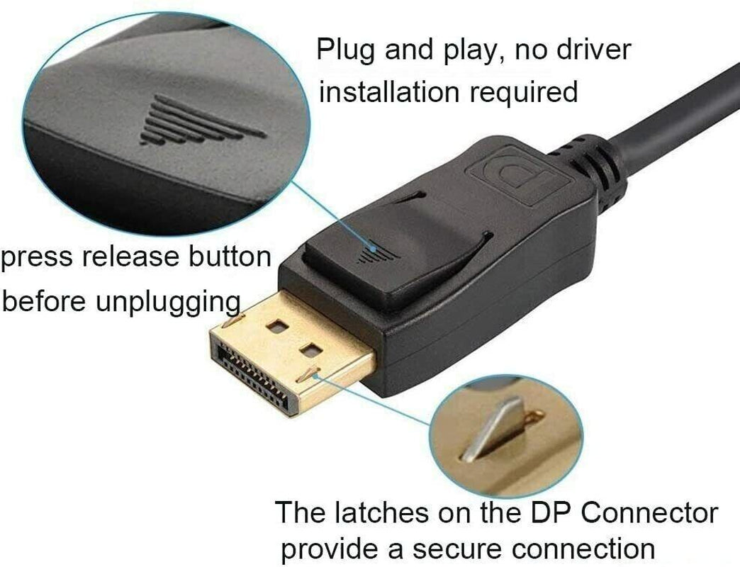 Displayport to Display Port Cable DP Male to Male Cord 4K 60Hz HD 6Ft/10Ft/15Ft