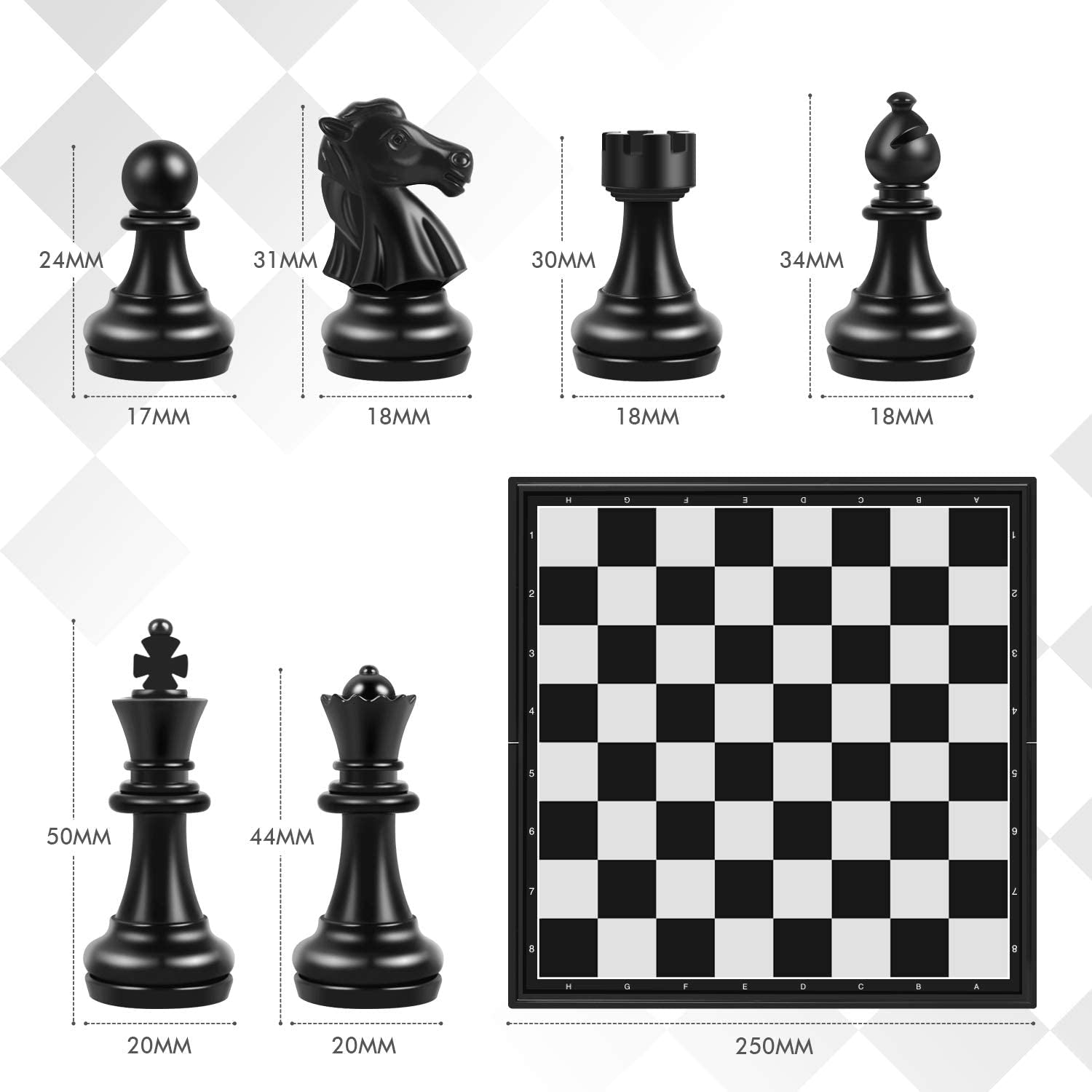 Magnetic Chess Sets for Adults Kids, 9.85" Travel Folding Chess Board and Chess Pieces Set with Storage Bags, Board Games Educational Learning Toys Idea for Birthday Christmas(Black&White)