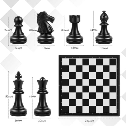 Magnetic Chess Sets for Adults Kids, 9.85" Travel Folding Chess Board and Chess Pieces Set with Storage Bags, Board Games Educational Learning Toys Idea for Birthday Christmas(Black&White)