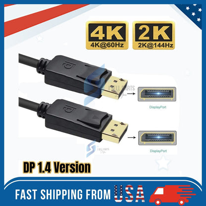 Displayport to Display Port Cable DP Male to Male Cord 4K 60Hz HD 6Ft/10Ft/15Ft