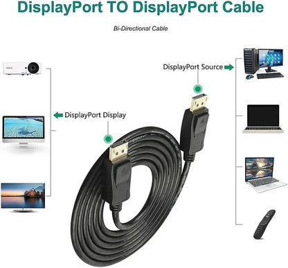 Displayport to Display Port Cable DP Male to Male Cord 4K 60Hz HD 6Ft/10Ft/15Ft