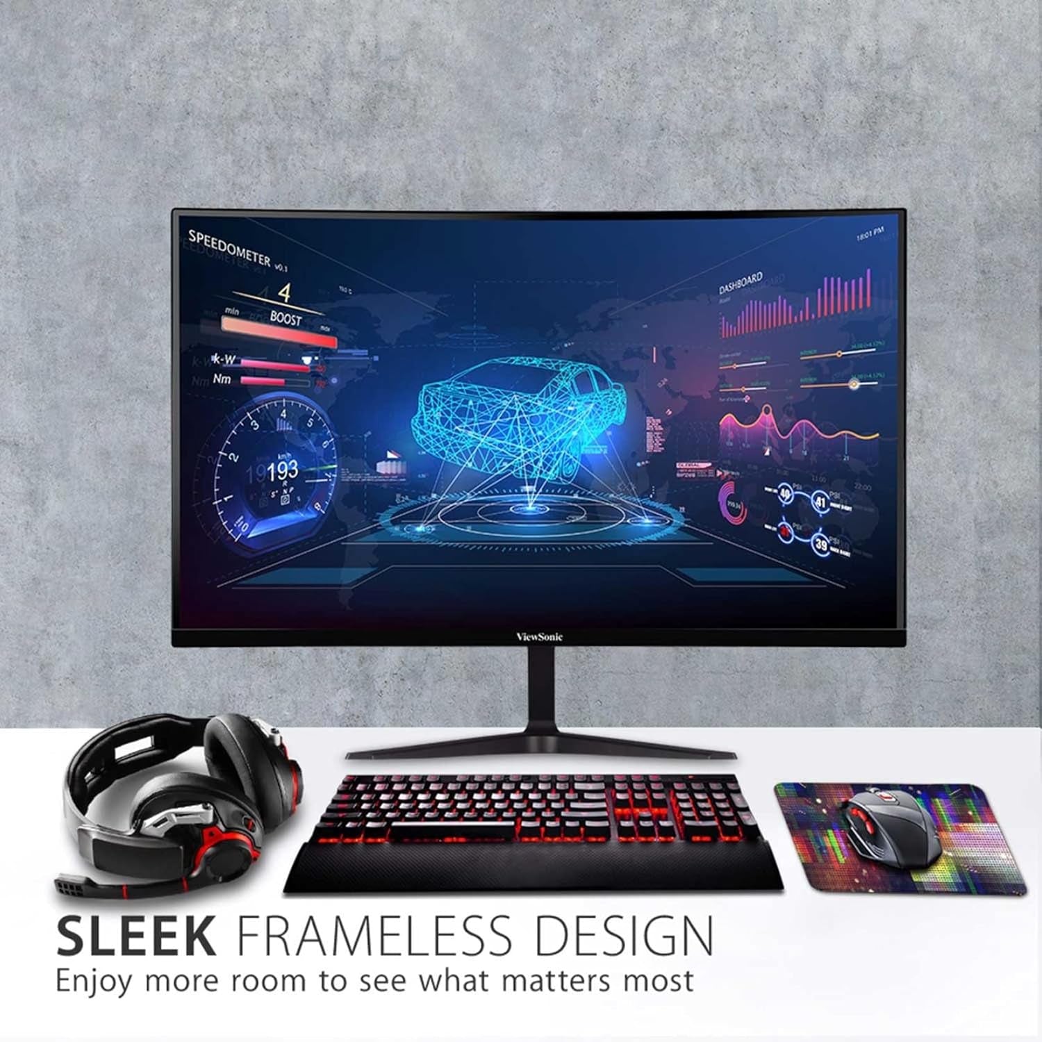 VX2718-PC-MHD 27 Inch Curved 1080P 1Ms 180Hz Gaming Monitor with Freesync Premium, Eye Care, HDMI and Display Port