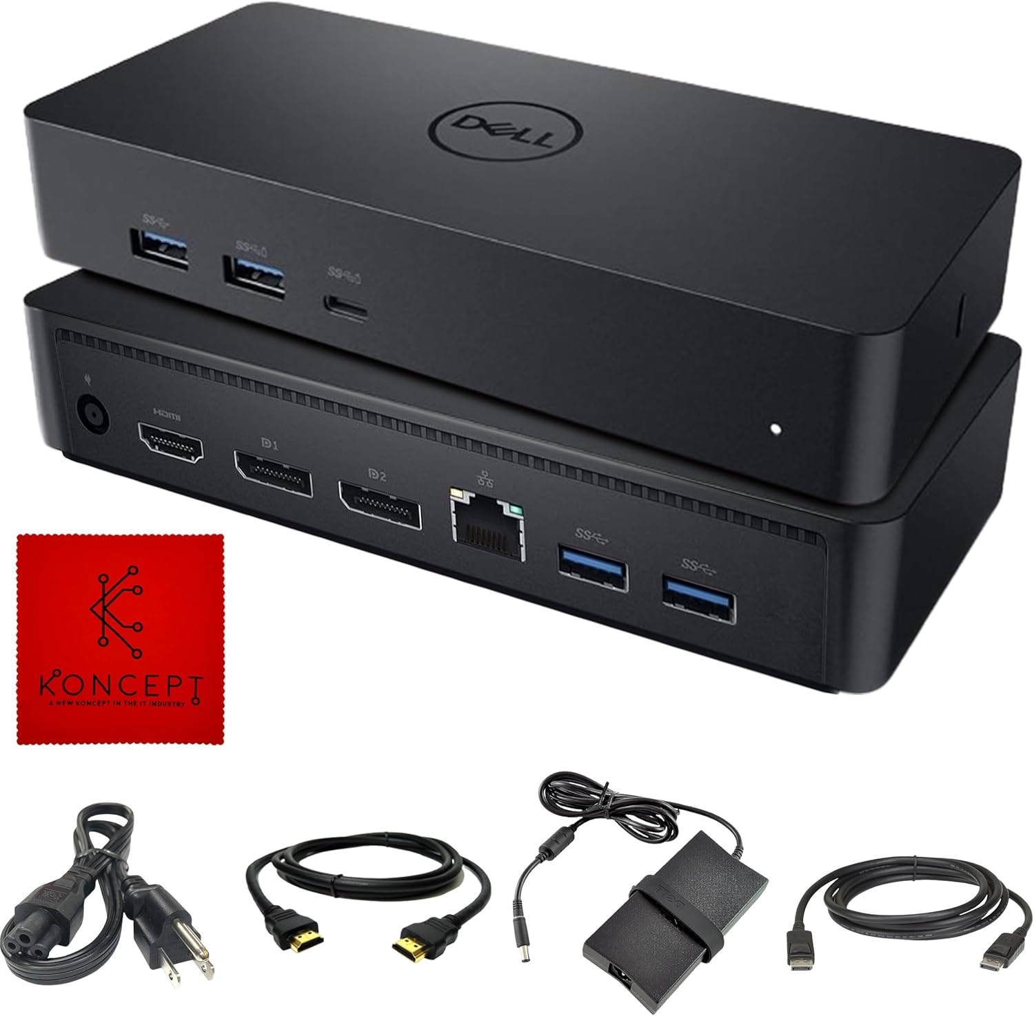 Dell D6000S Docking Station Bundle - 1 Year Warranty - Dell Universal Dock with 130, HDMI Cable, Displayport Cable - Dell Dock Station (Renewed)