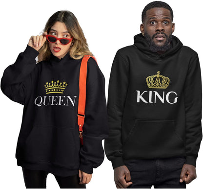 King & Queen Matching Couple Hoodie Set Valentine'S Day Gift His & Hers Women Hoodie Women Small/Men Large,Black