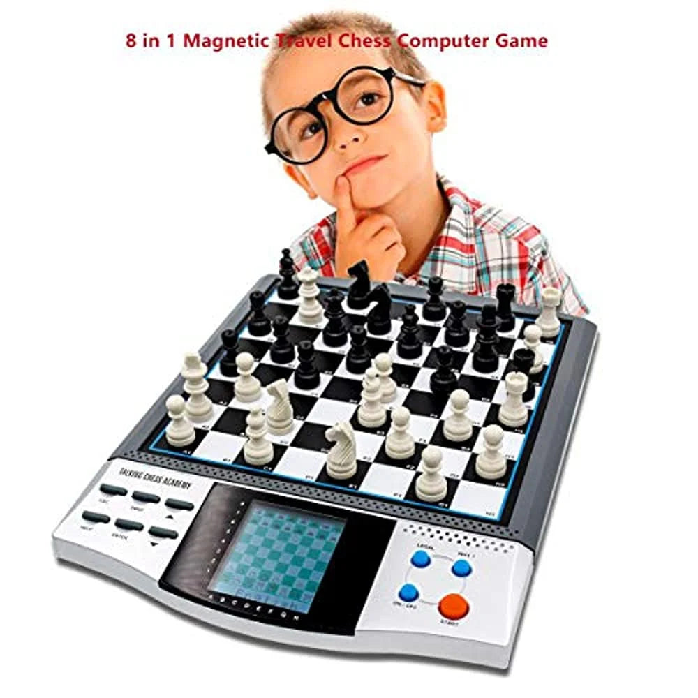 Magnet Chess Sets Board Game, Electronics Travel Talking Checkers Master Pro 8 in 1, Portable Chessboard Tournament for Kids and Adults