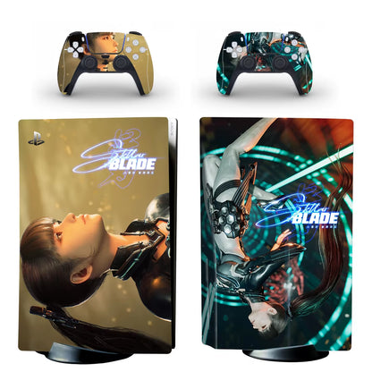 Game Stellar Blade PS5 Disc Sticker Decal Cover for Console and 2 Controllers PS5 Disk Skin Vinyl