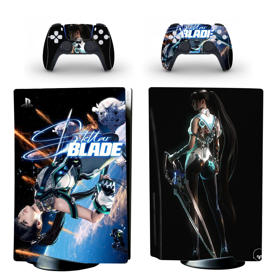 Game Stellar Blade PS5 Disc Sticker Decal Cover for Console and 2 Controllers PS5 Disk Skin Vinyl