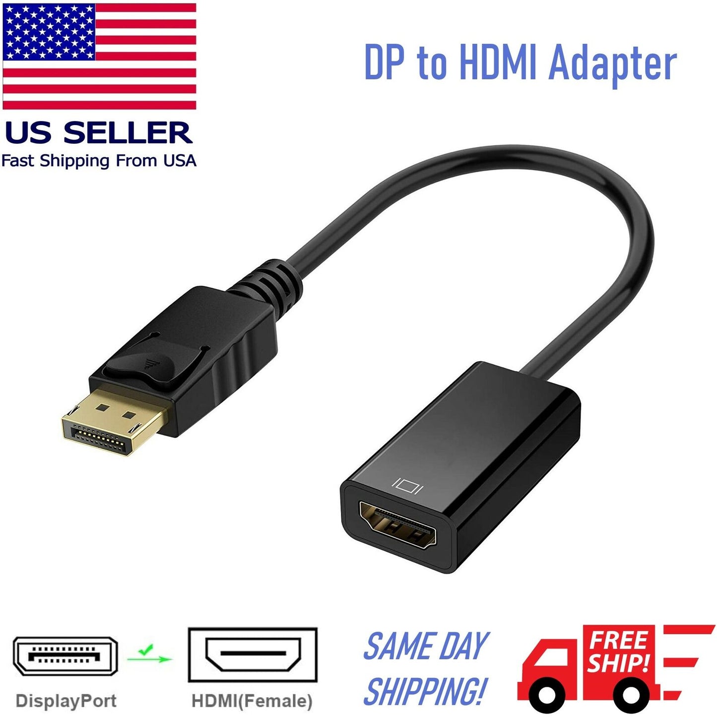 Display Port to HDMI Male Female Adapter Converter Cable Displayport DP to HDMI