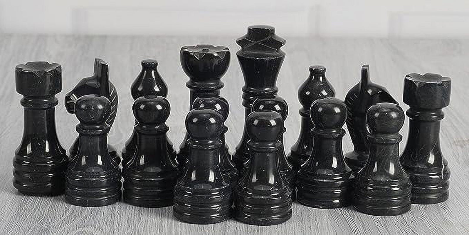 Marble Chess Pieces Black & Multi Green 3.5 Inch King Figures Handmade 32 Chess Figures - Suitable for 16-20 Inch Chess Game - Board Games