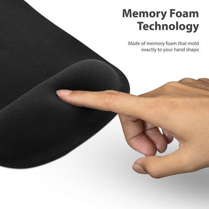 Mouse Pad with Wrist Rest Comfortable Ergonomic Wrist Support Memory Foam Mousepad Black, Computer Mouse Pads for Desk Office & Home, Cushion & Pain Relief, Non-Slip Rubber Base