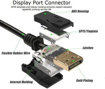 Displayport to Display Port Cable DP Male to Male Cord 4K 60Hz HD 6Ft/10Ft/15Ft