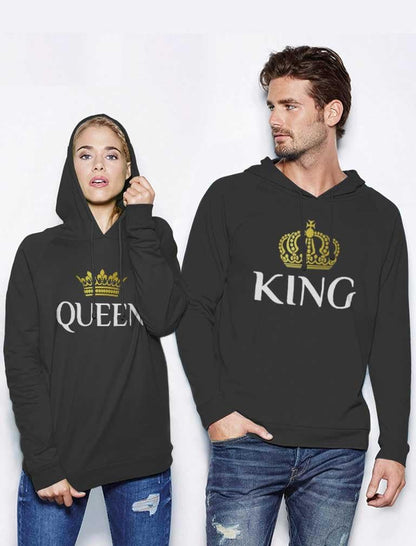 King & Queen Matching Couple Hoodie Set Valentine'S Day Gift His & Hers Women Hoodie Women Small/Men Large,Black