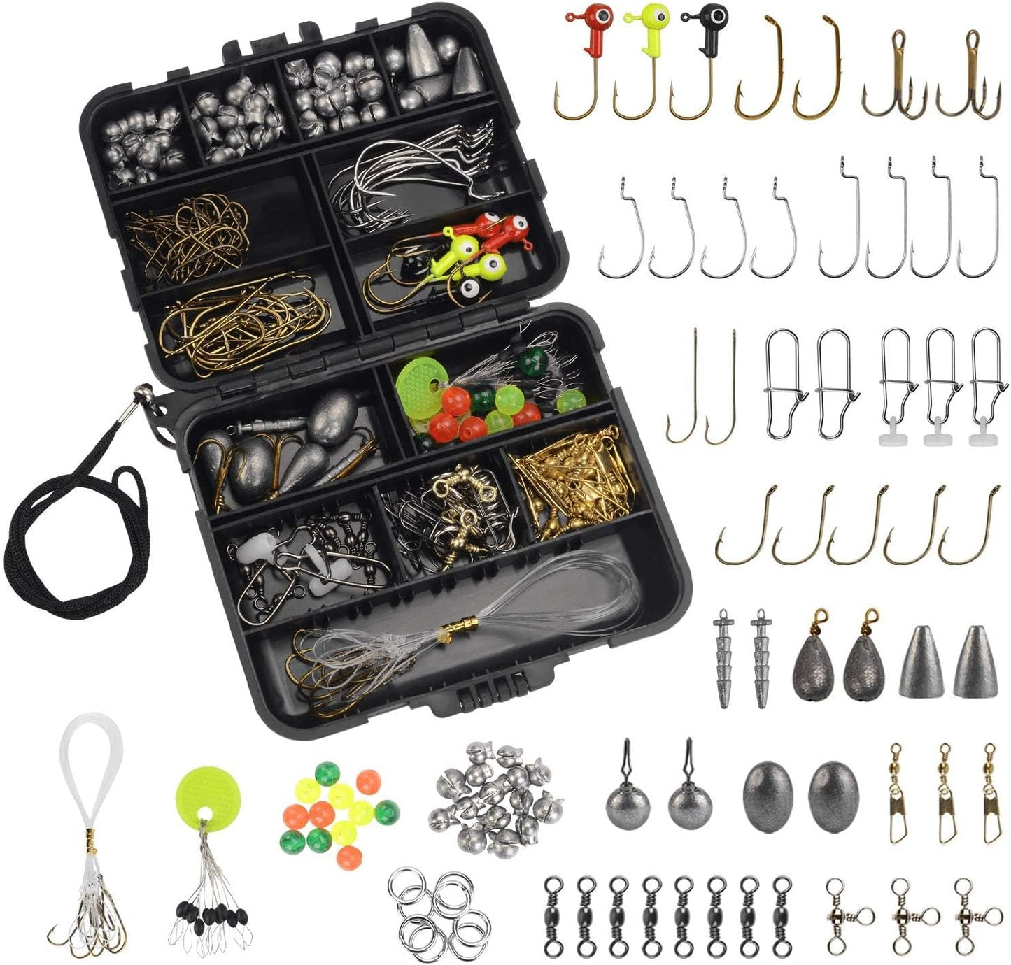 Freshwater Terminal Tackle Kits, 181 Pcs, Fishing Hooks, Fishing Accessory Gear, Fishing Tackle, Fishing Weights & Sinkers, Jig Hooks, Floats and Bobbers