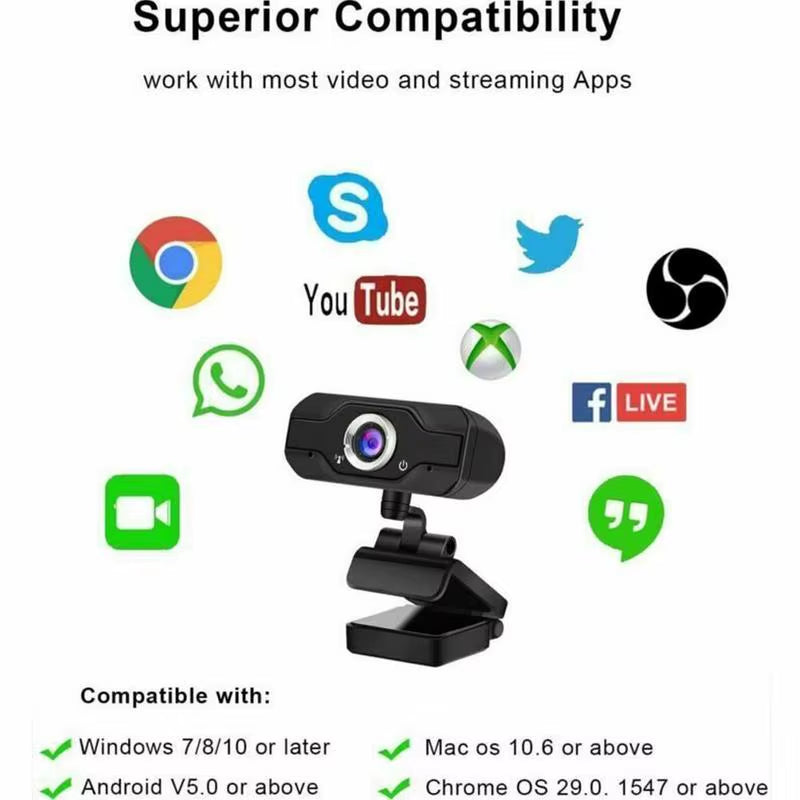 USB 1080P Webcam 4K Webcam with Microphone PC Camera 60Fps HD Full Camera Webcam for Computer PC Real-Time Video Conference