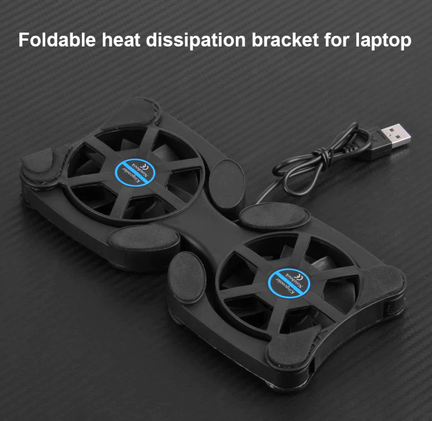 Dual USB Cooling Fan Pad Foldable Slim Fans Cooler Stand for Laptop PC Notebook