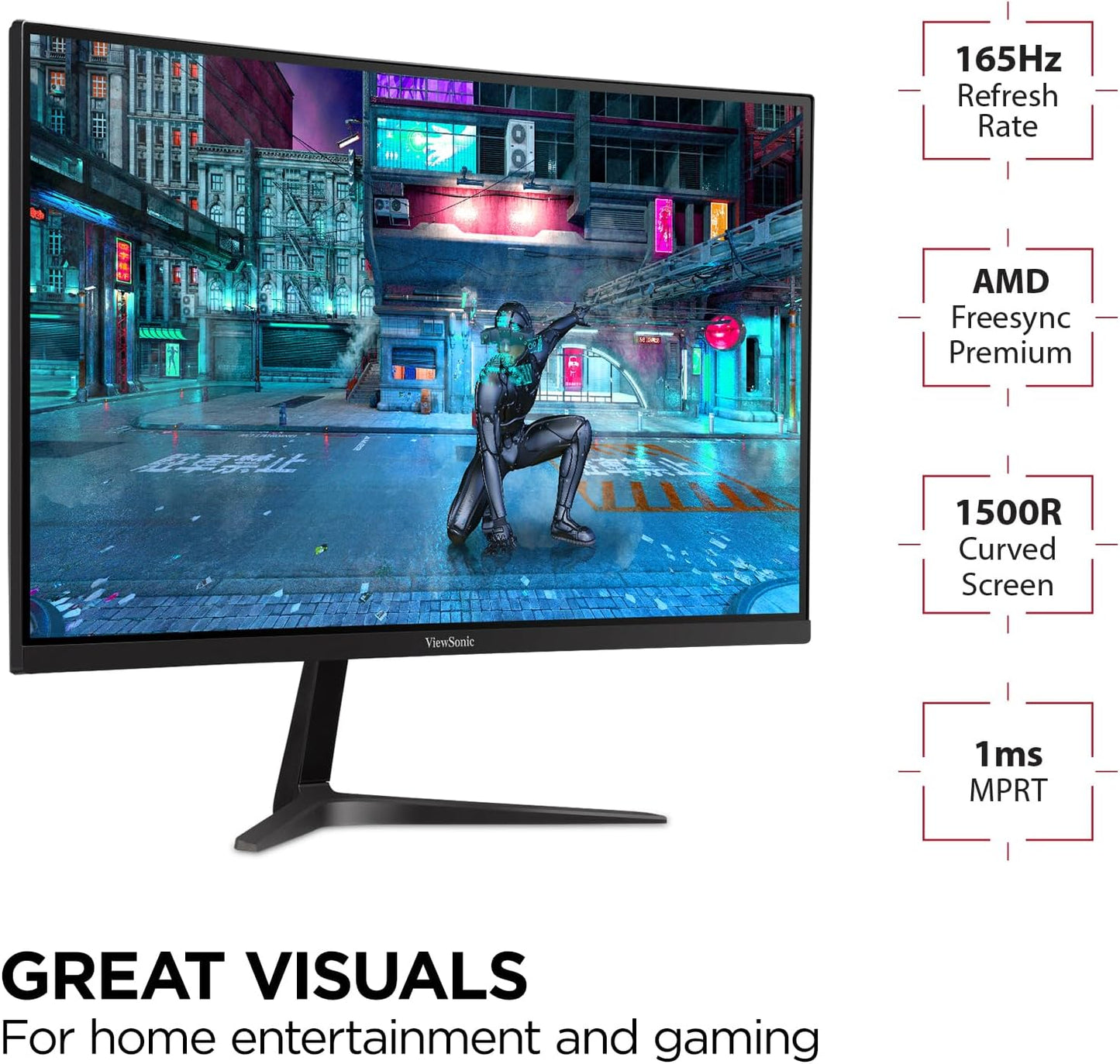 VX2718-PC-MHD 27 Inch Curved 1080P 1Ms 180Hz Gaming Monitor with Freesync Premium, Eye Care, HDMI and Display Port