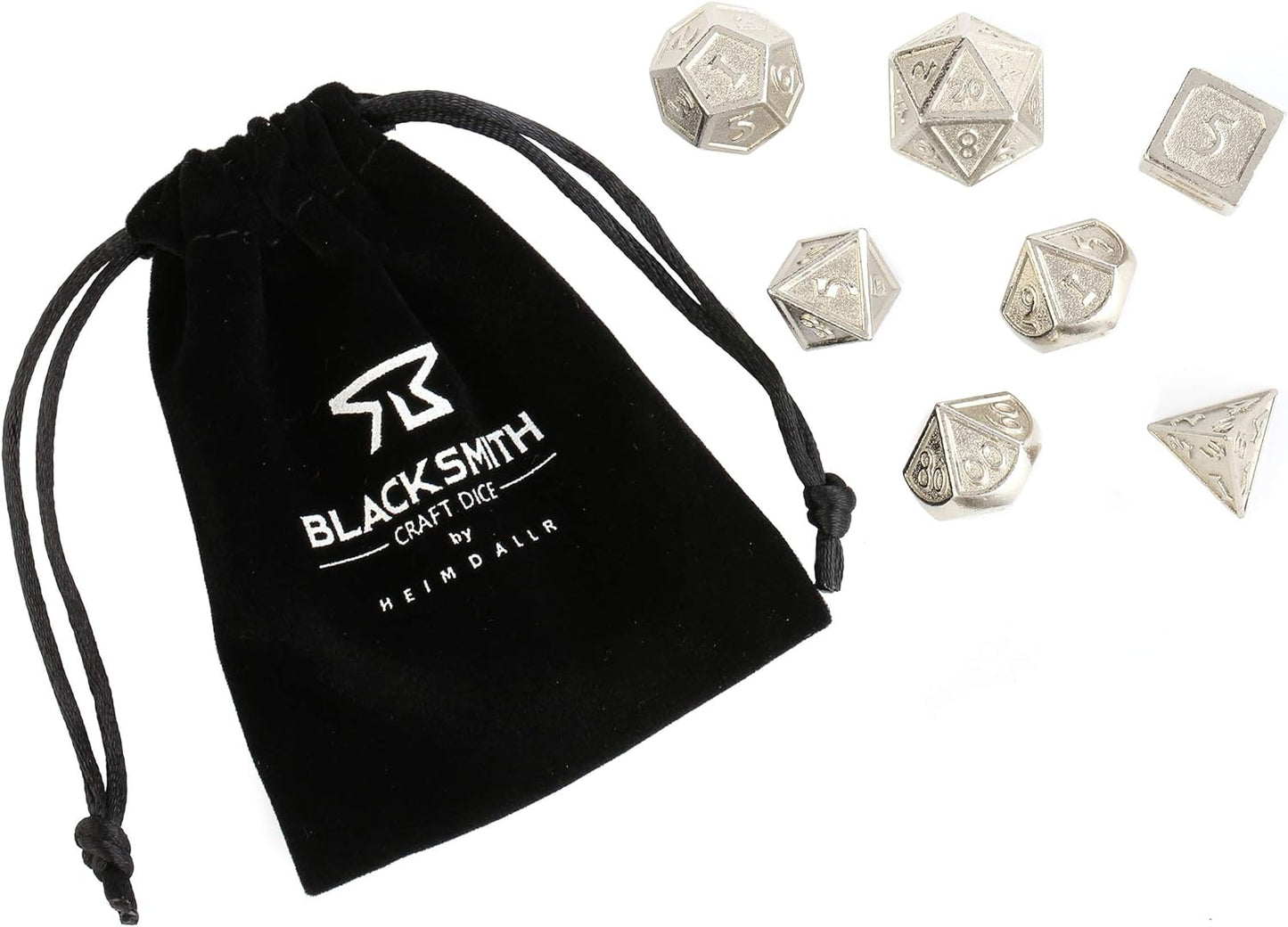 Metal DND Dice Set 7Pcs - Indestructible Metal Dice Set W/Dice Bag; D&D Dice Set D&D (Dungeons and Dragons Dice Set) W/ D20 Dice - Blacksmith Craft Dice (Alchemy)