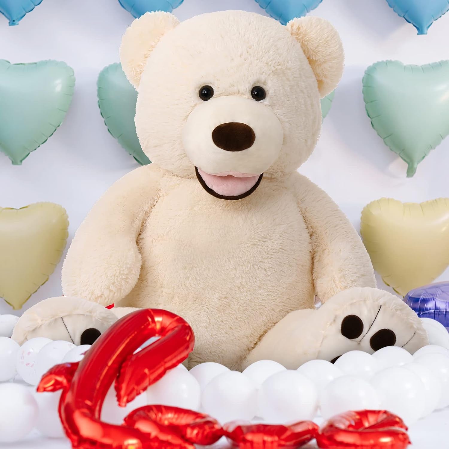 Giant Teddy Bear, 39“ Large Teddy Bears 3Ft Beige Plush, Big Stuffed Animals for Girlfriend Kids, 39Inch