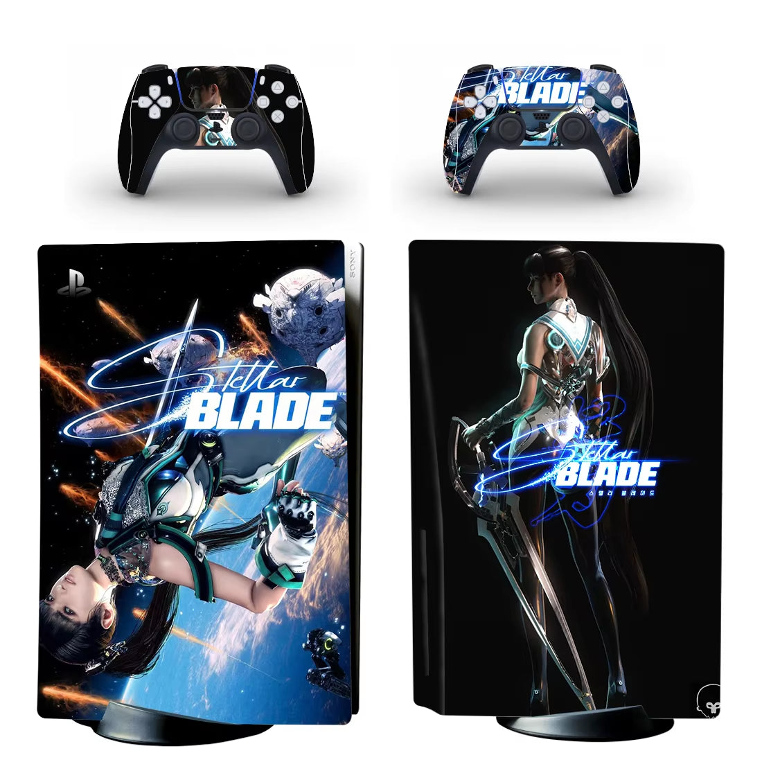 Game Stellar Blade PS5 Disc Sticker Decal Cover for Console and 2 Controllers PS5 Disk Skin Vinyl